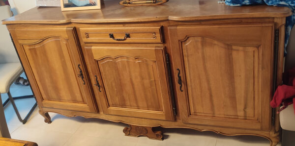 Buffet noyer AVANT naturel et lasure grise