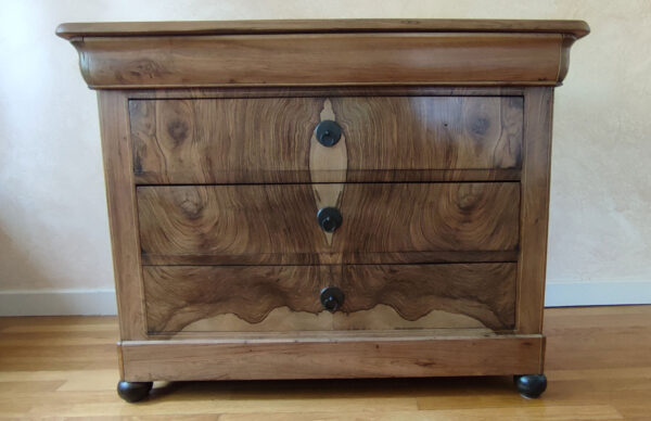 Commode noyer et ronce de noyer, finition huilée