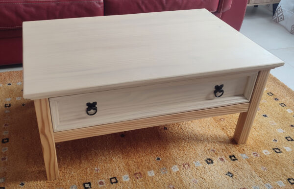 Table basse pin APRES irisé